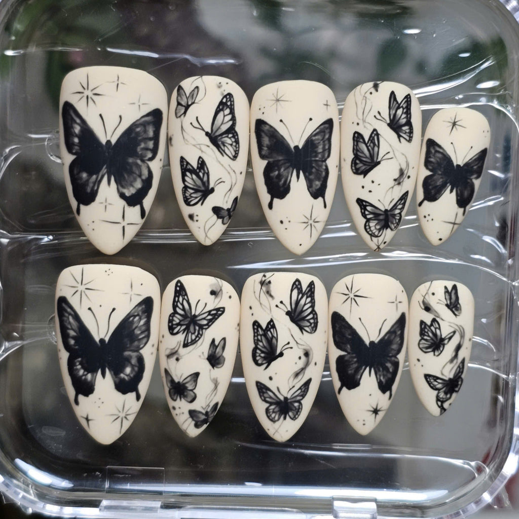 Handmade Gothic Butterfly Press On Nails