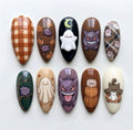Autumn Gingham Ghost Monster Nails