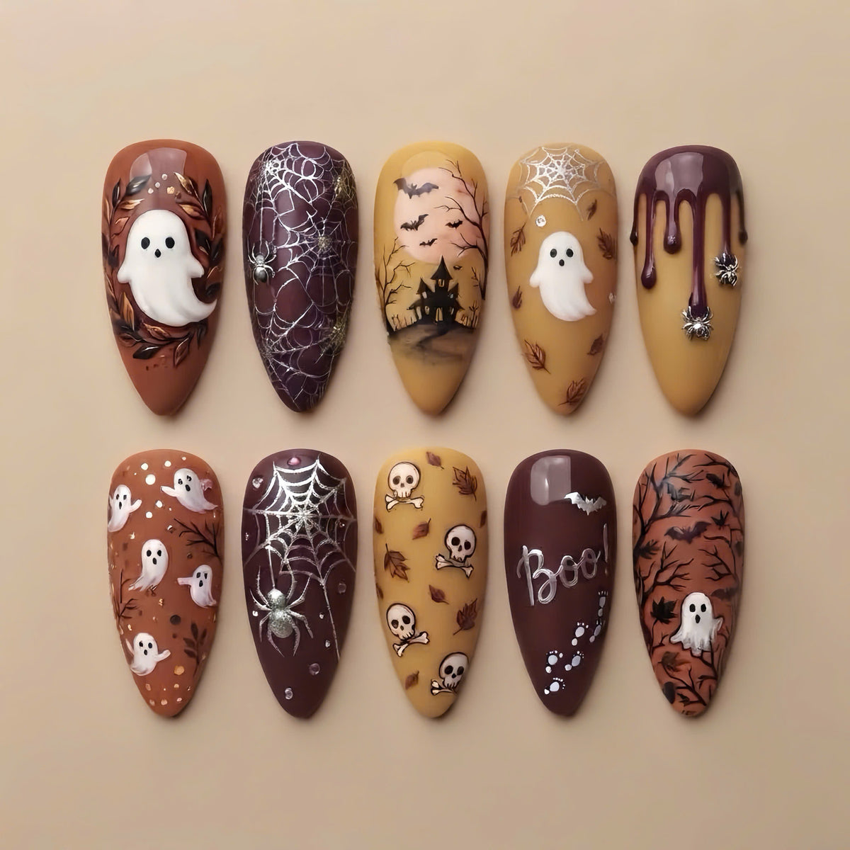 Dark Autumn Halloween Press On Nails