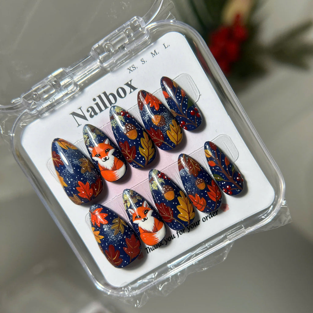 Retro Fox Autumn Press On Nails