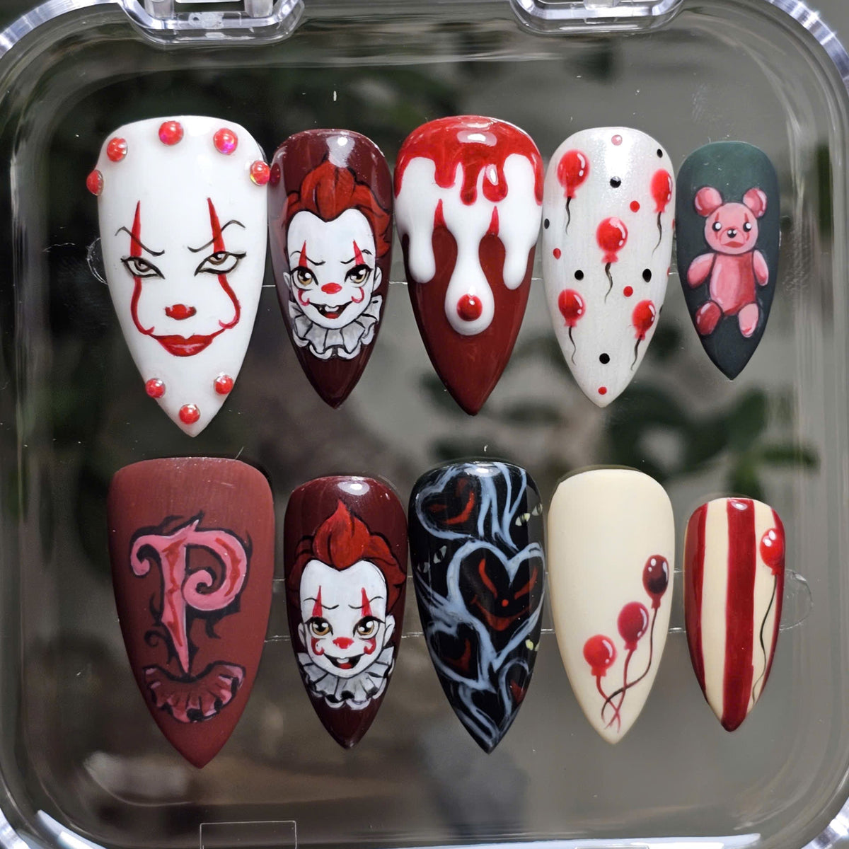 Haunted Carnival Clown Press On Nails