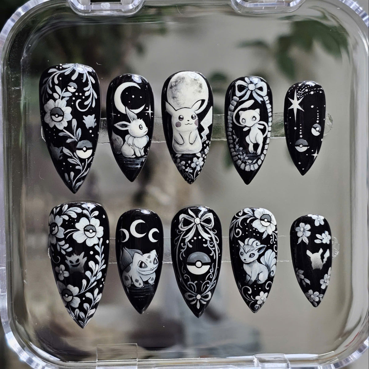 Gothic Pocket Monster Floral Nail