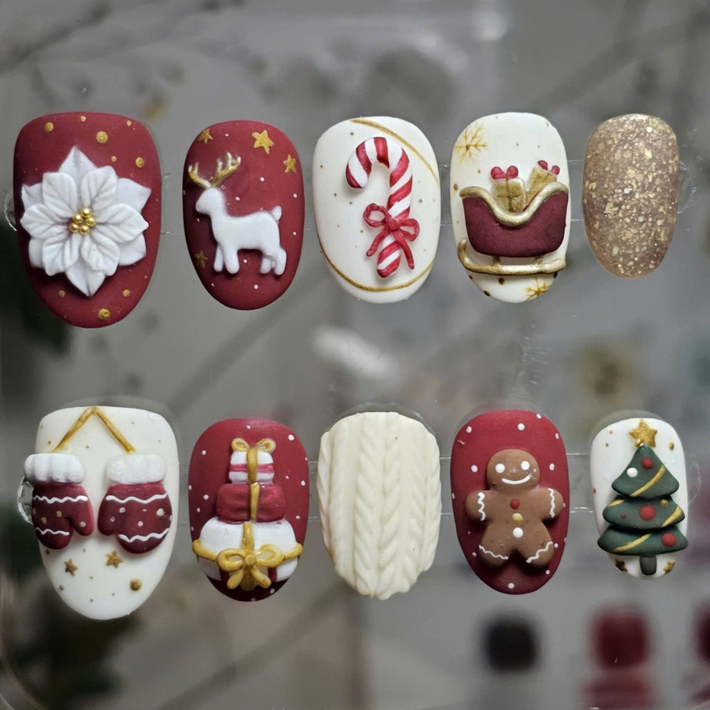Joyful Christmas Dream Nails, Reindeer Christmas Tree Nails