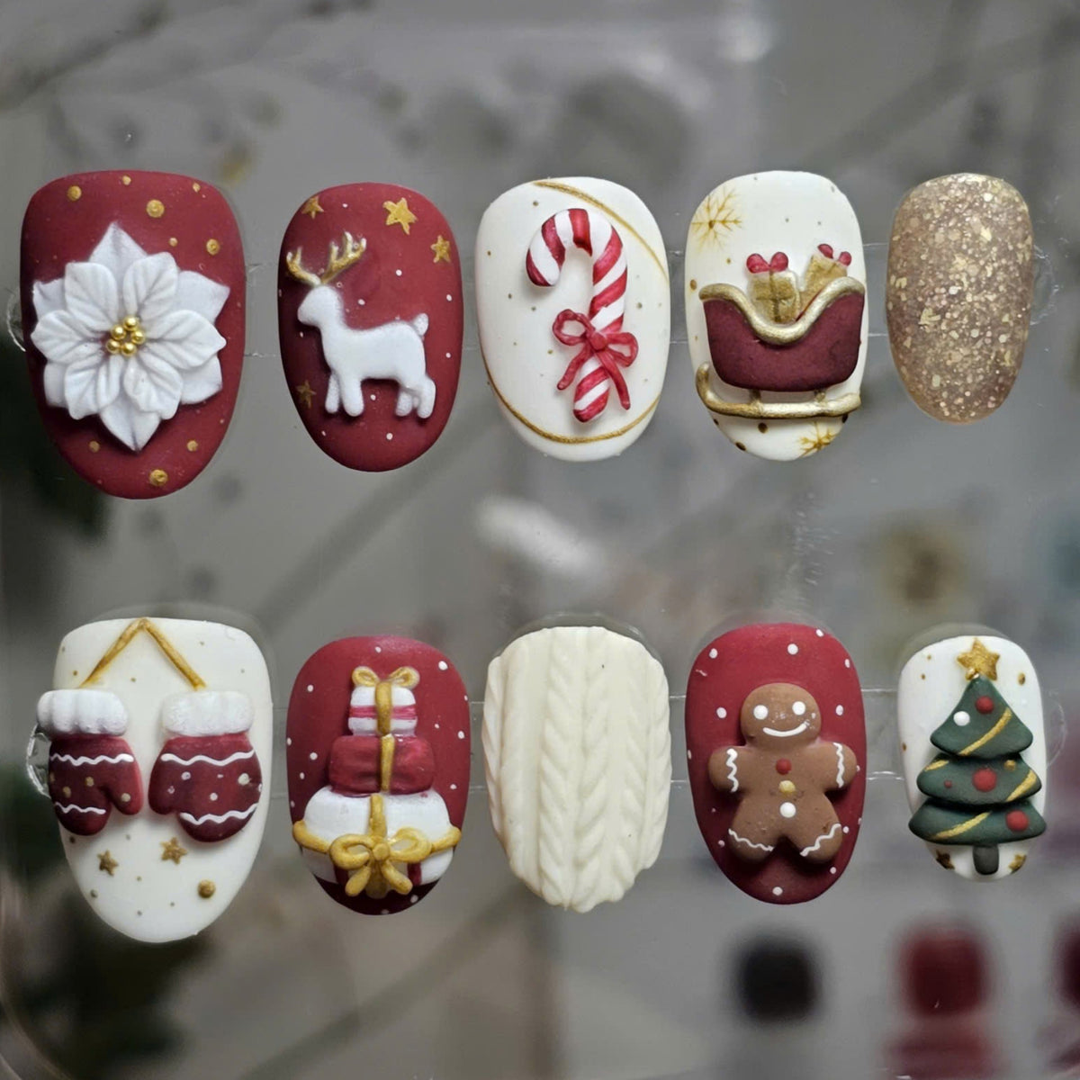 Joyful Christmas Dream Nails, Reindeer Christmas Tree Nails