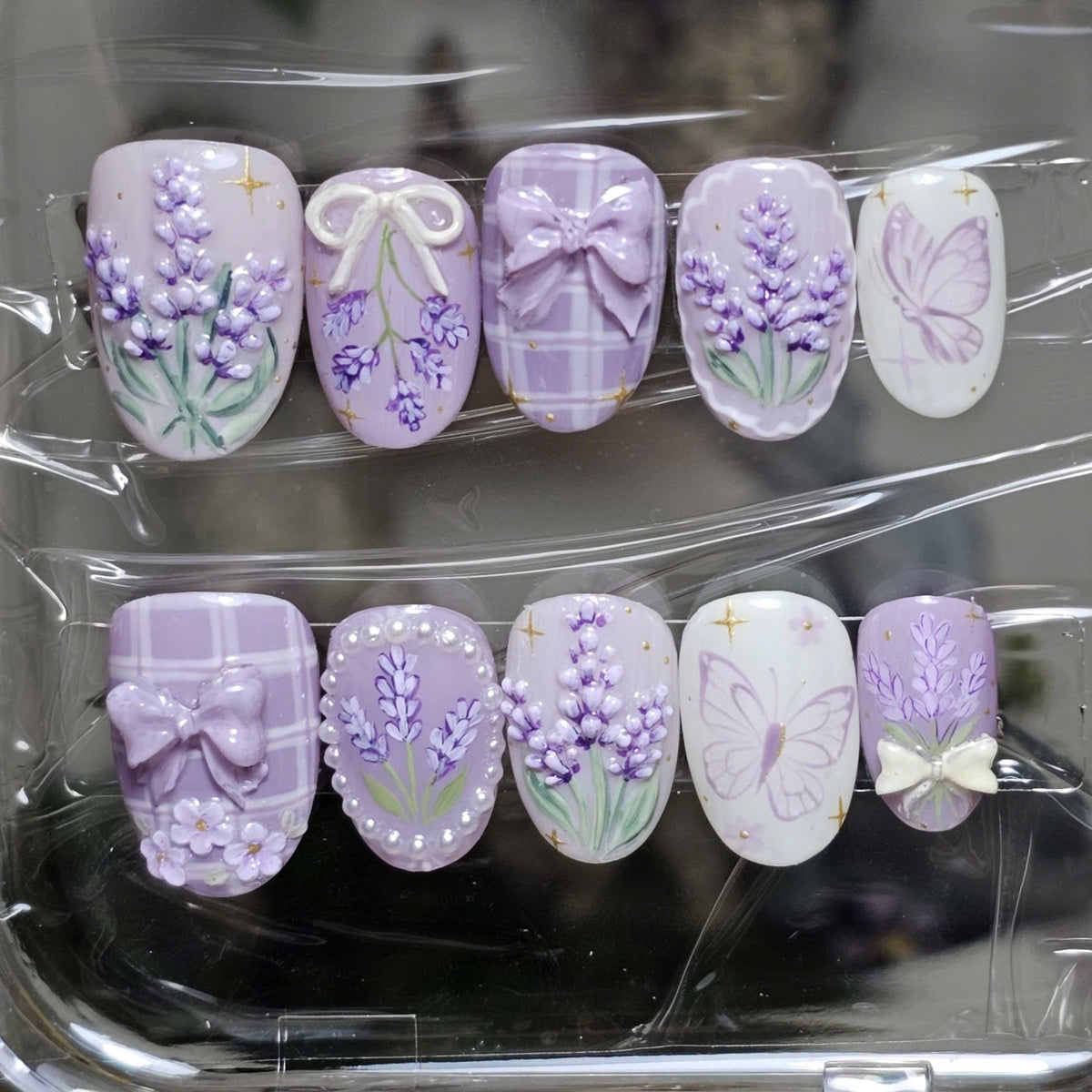 Lavender Butterfly Press On Nails