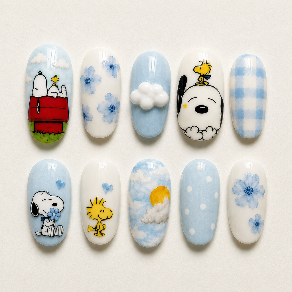 Blue Sky Snoop Floral Press On Nail