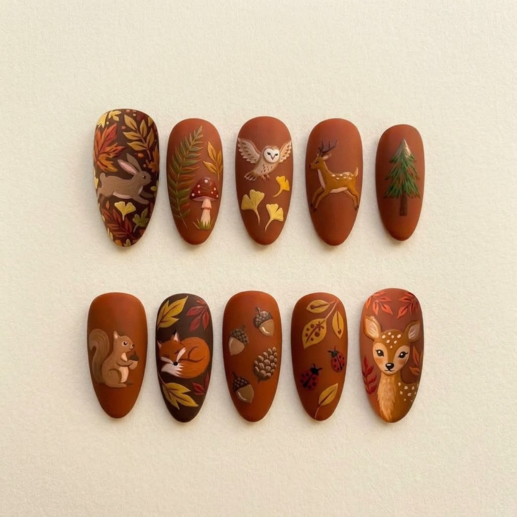 Autumn Wildwood Whimsy Nails