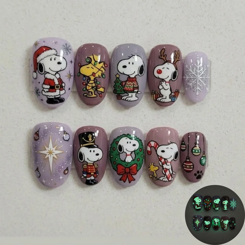 Merry & Glowing Puppy Nails