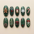 Green Gingerbread Grove Christmas Nails