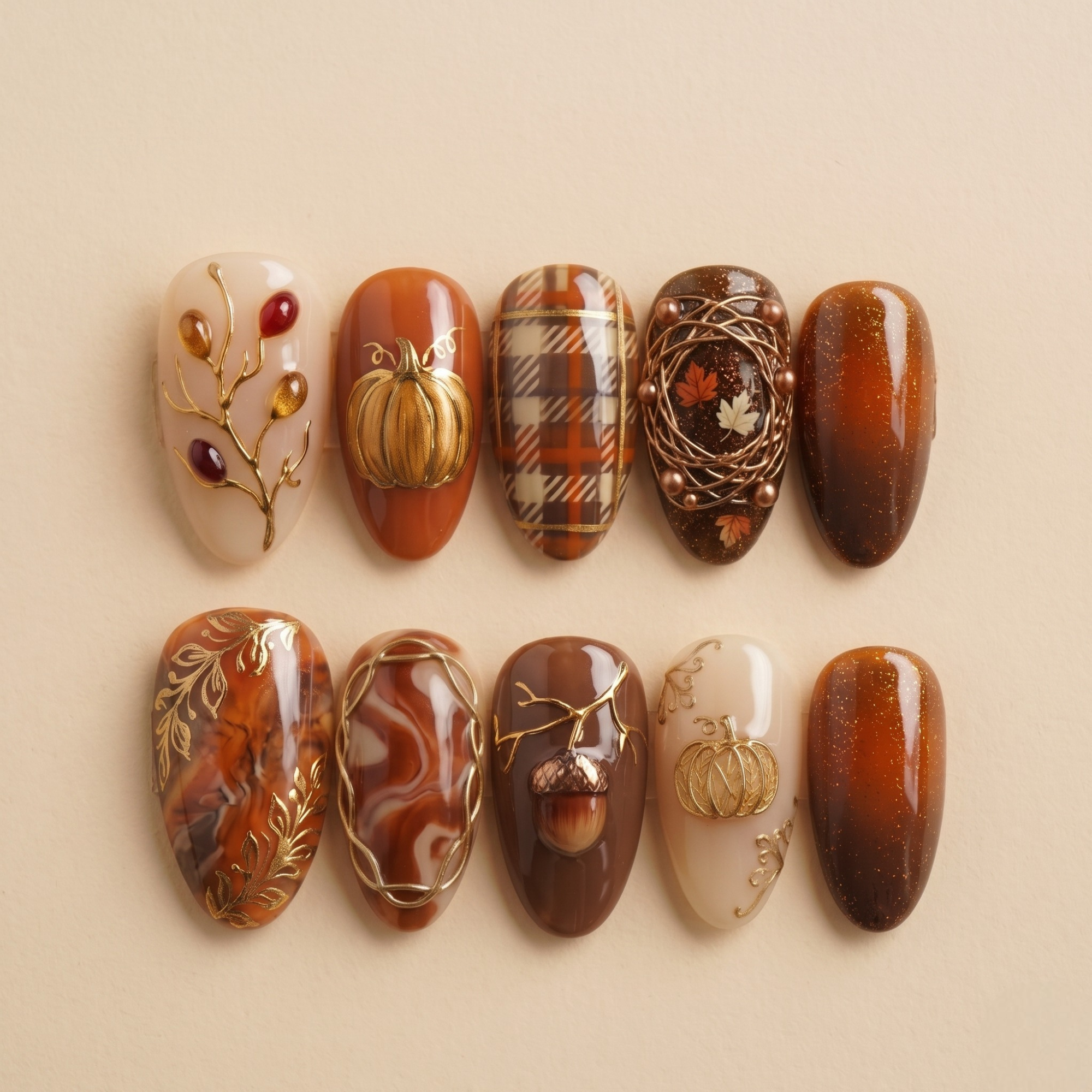 Autumn Pumpkin Press On Nails
