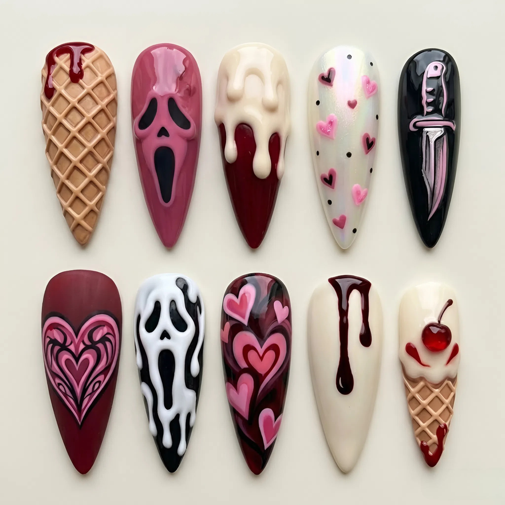Creepy Dripping Sundae Press On Nails
