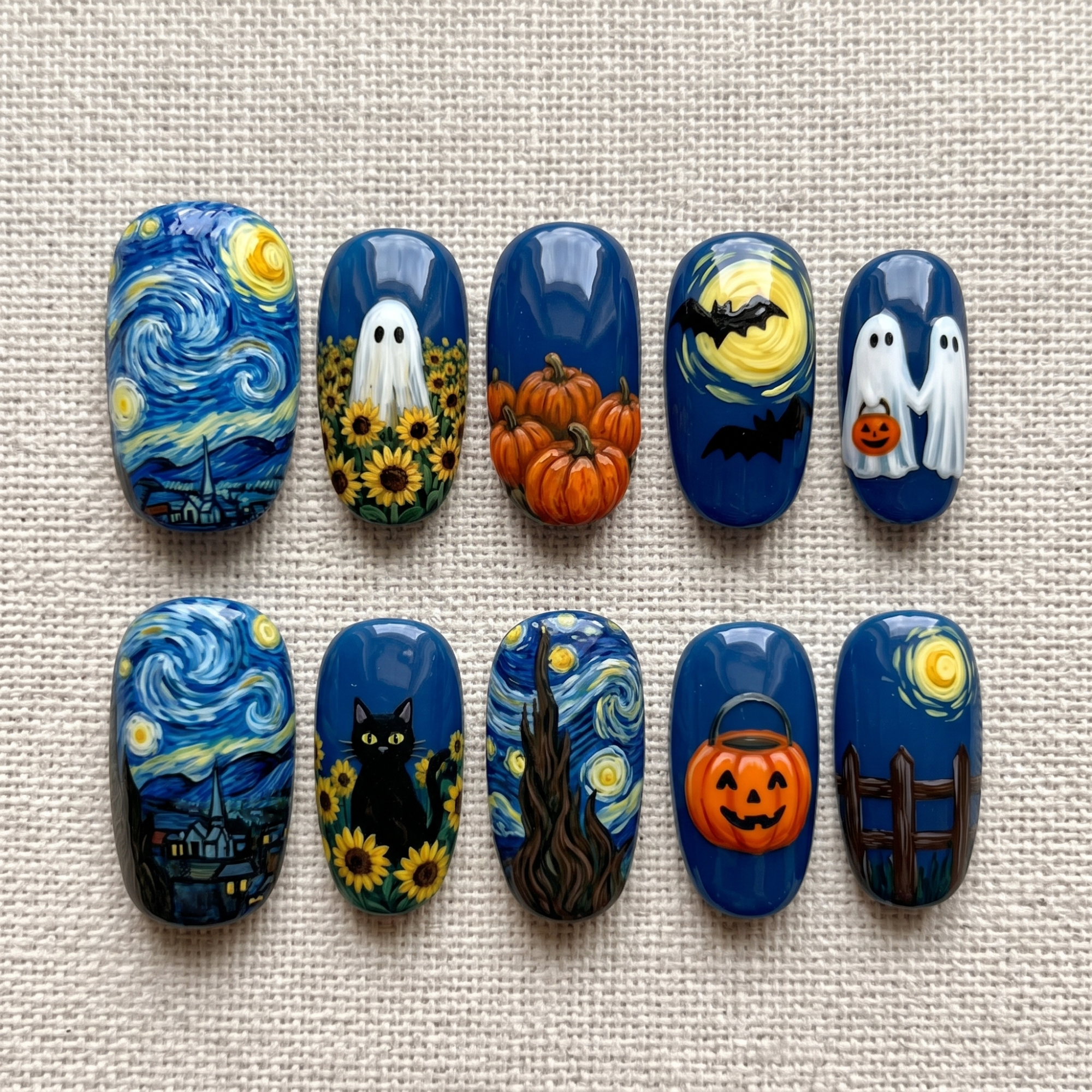 Midnight Sky Halloween Press On Nails