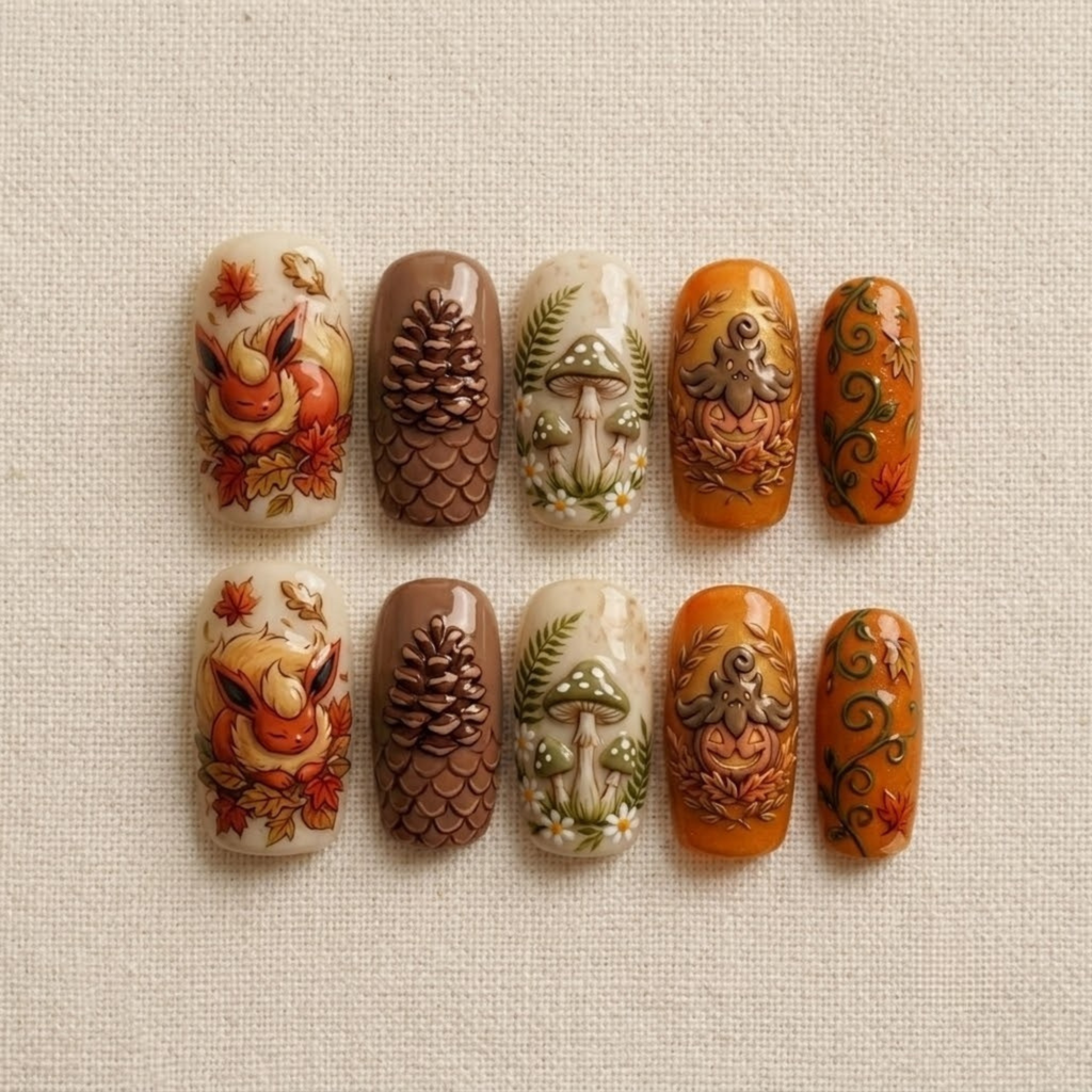 Autumn Forest Fox Press On Nails