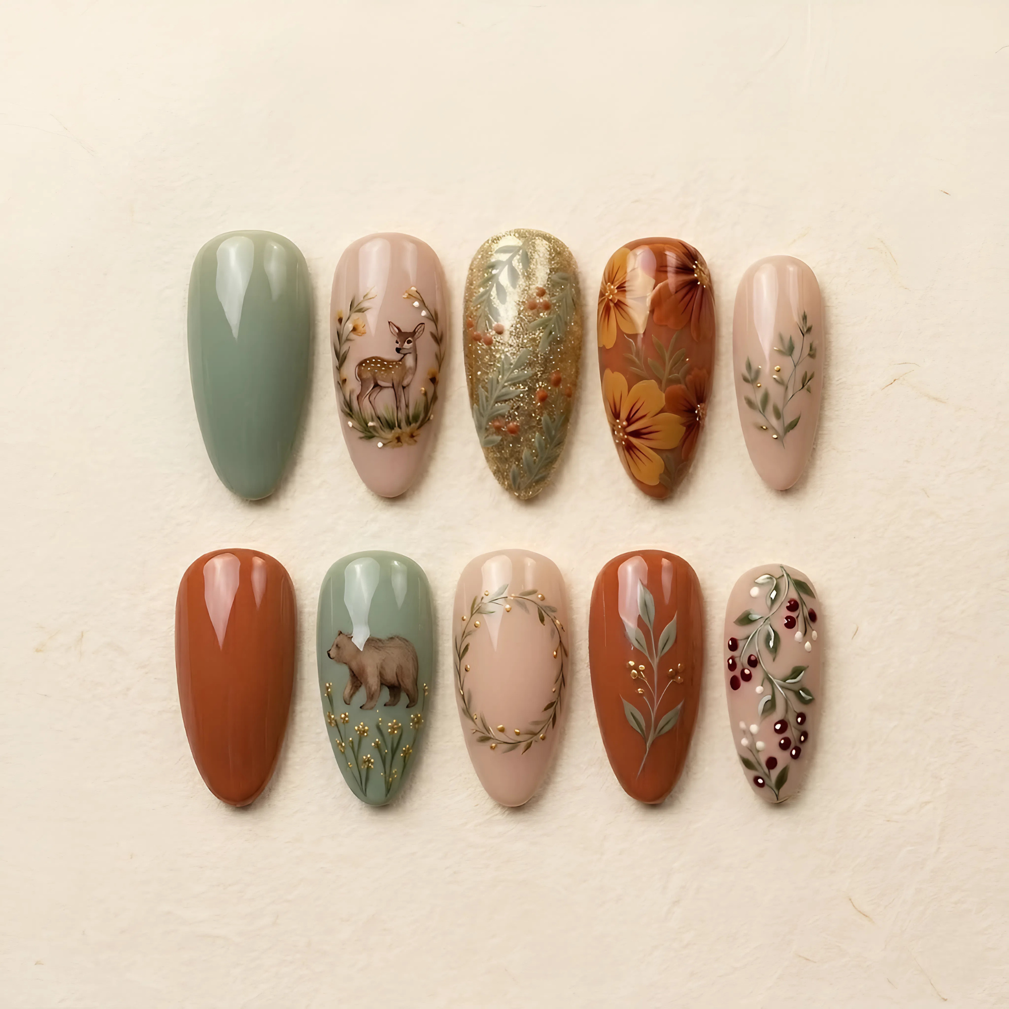 Autumn Woodland Press On Nails