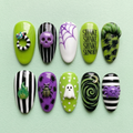 Spooky Striped Specter Halloween Nails