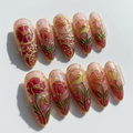 Grapefruit Floral Ombre Nails