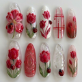 Cherry Tulip Garden Nails