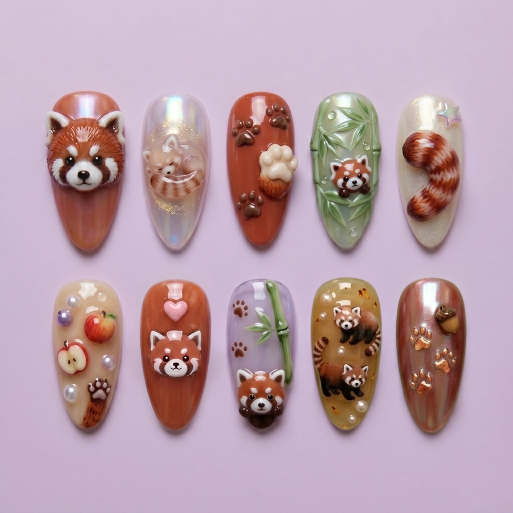 Red Panda Press On Nails