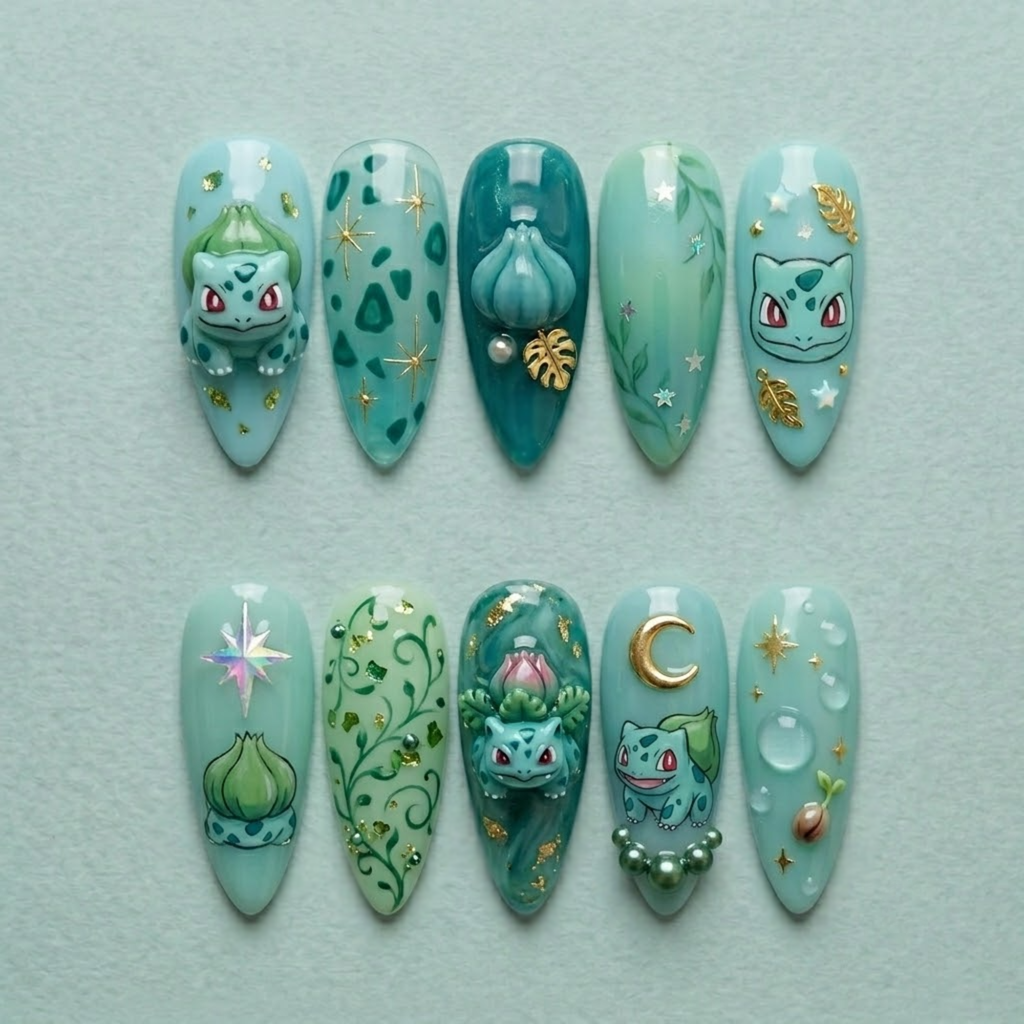 Cute Plant Monster Press On Nails