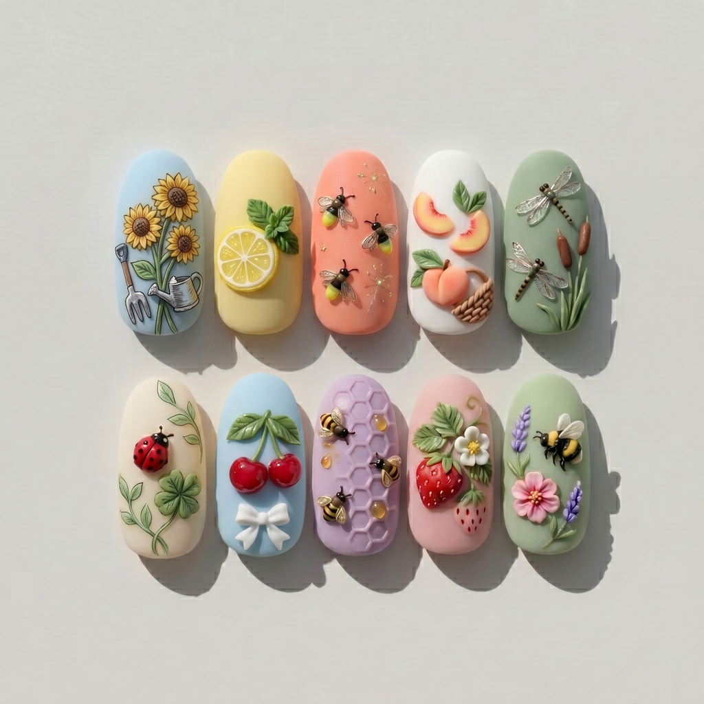 Coquette Summer Garden Nails