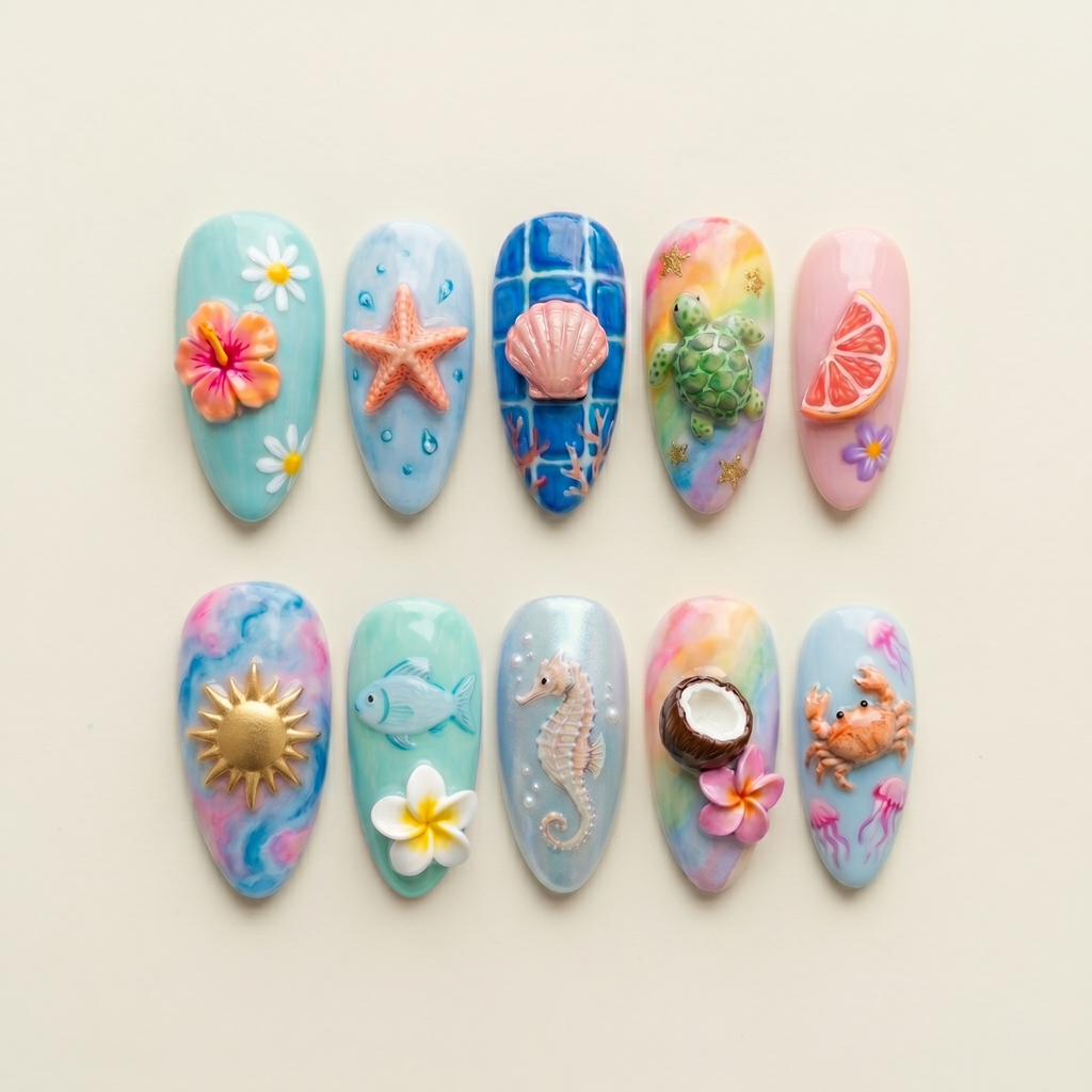 Tropical Ocean Press On Nails