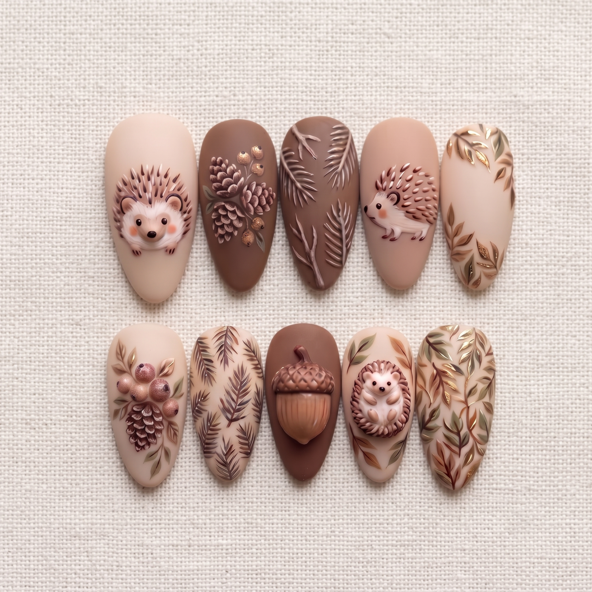Woodland Hedgehog Press On Nails