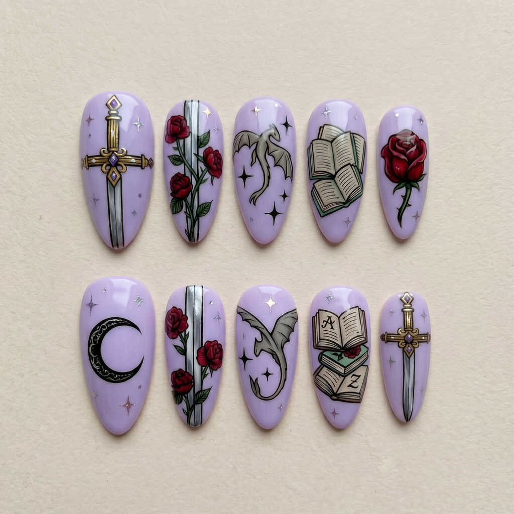 Fantasy Book Dragon Press On Nails