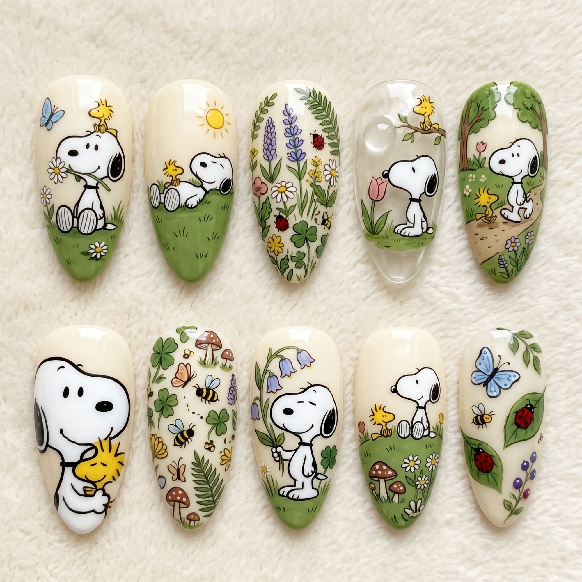Cute Puppy Meadow Garden Nails