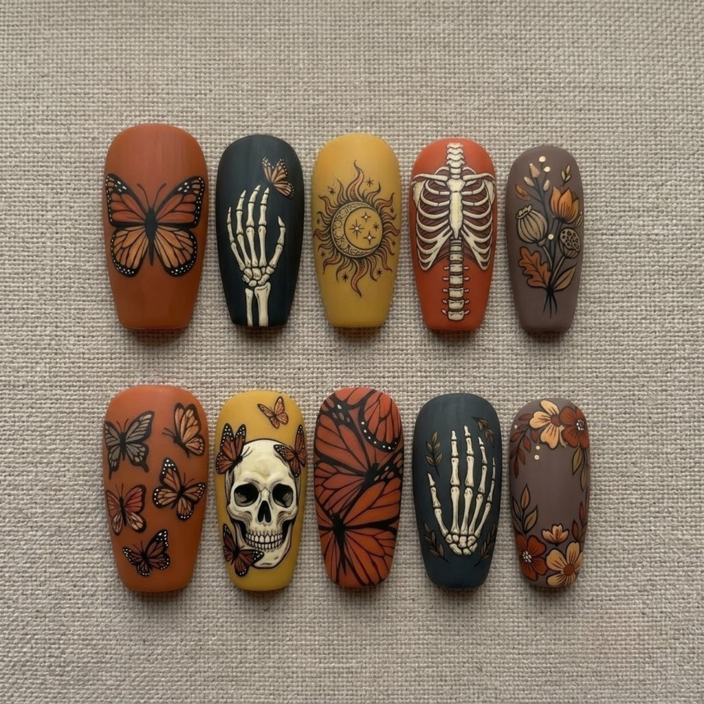 Gothic Butterfly Press On Nails