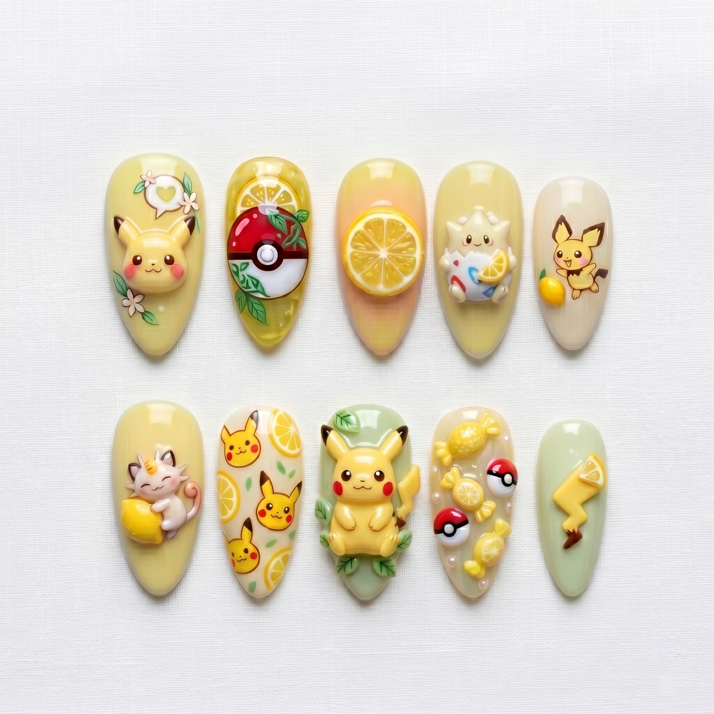 Electric Lemon Cutie Press On Nails
