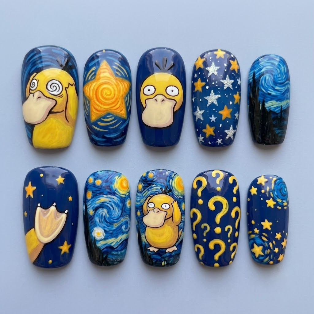 Starry Psychic Duck Press On Nails