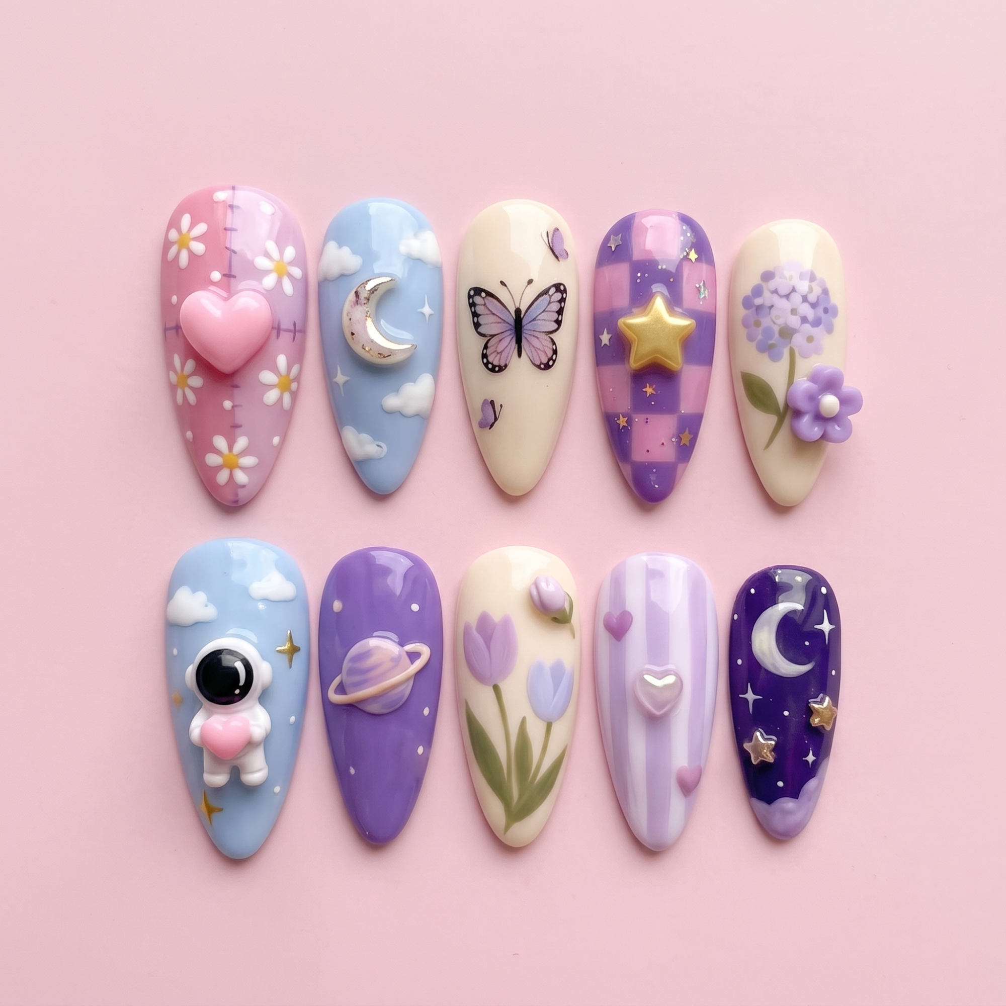 Pastel Celestial Press On Nails