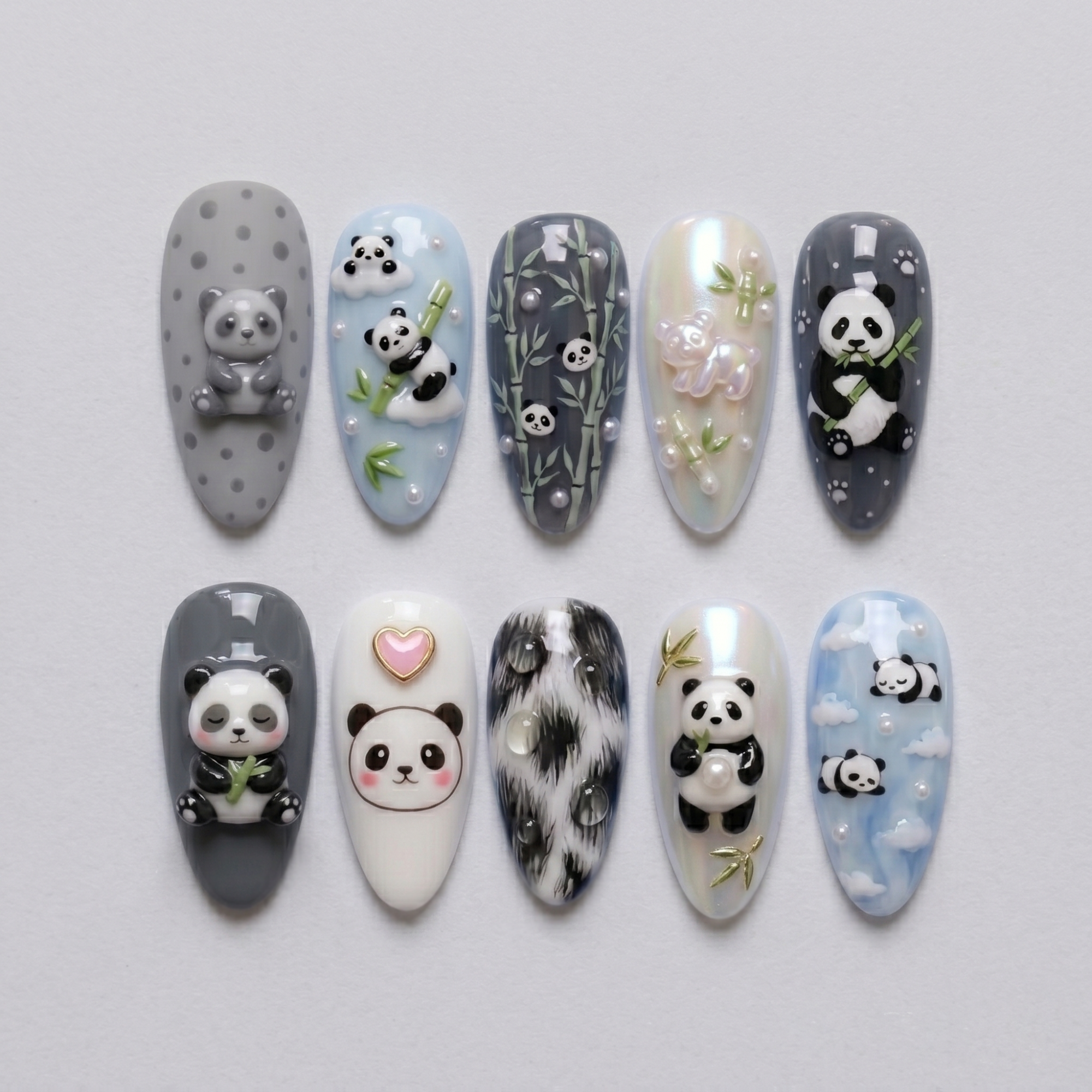 Cute Panda Press On Nails