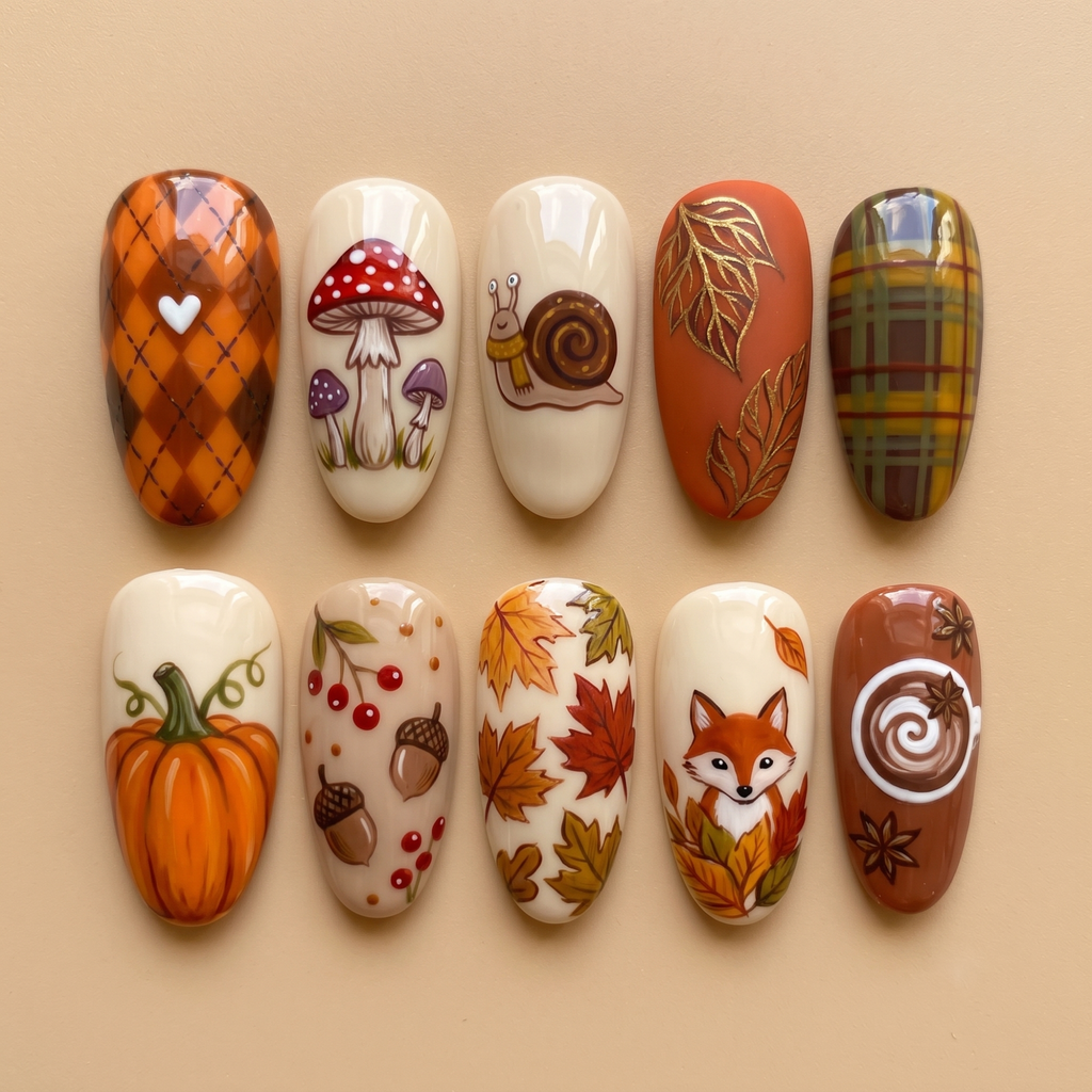 Autumn Woodland Press On Nails
