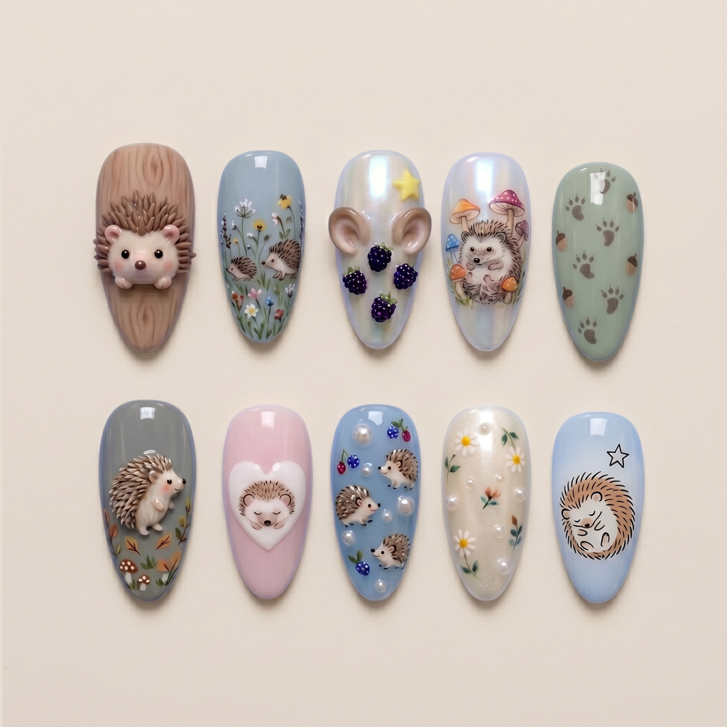 Cute Hedgehog Press On Nails