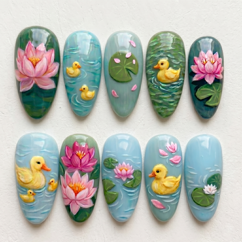 Spring Lotus Pond Duck Nails