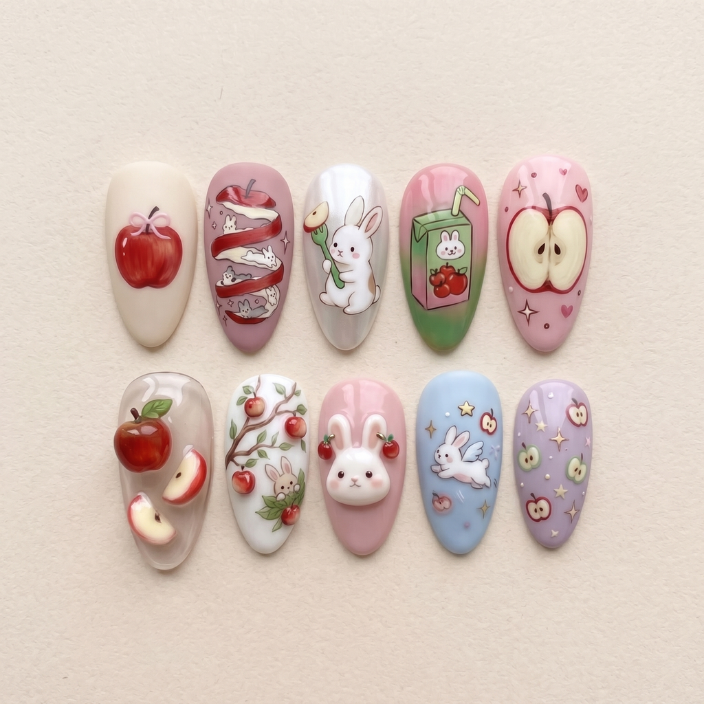 Kawaii Bunny Apple Press On Nails