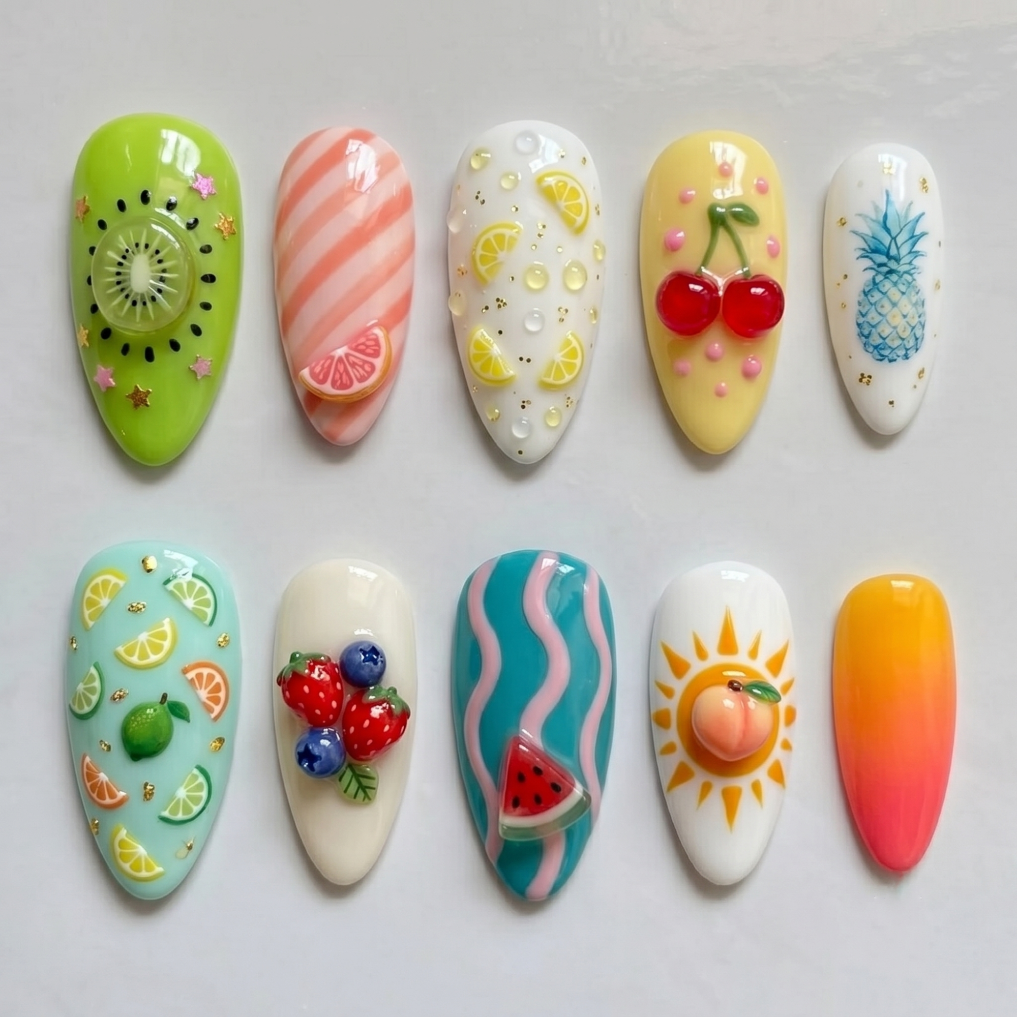 Summer Fruit Press On Nails