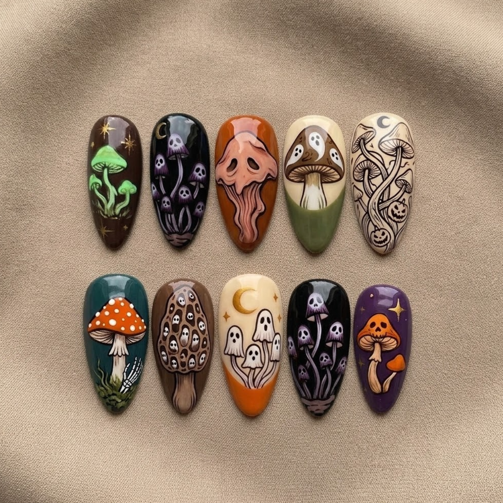 Spooky Mushroom Press On Nails