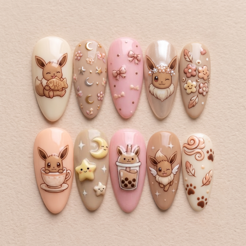 Cute Fluffy Fox Press Ons Nails