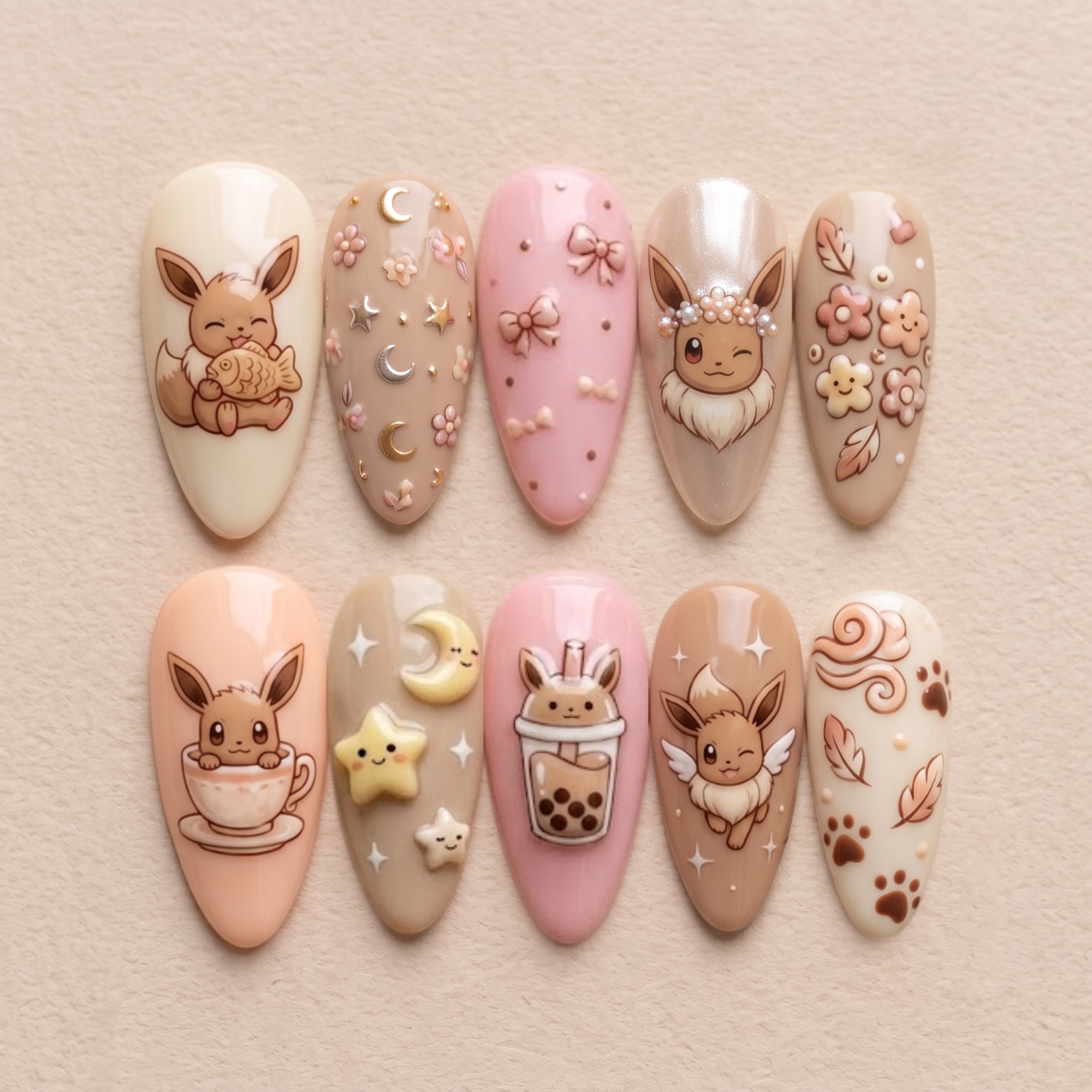 Cute Fluffy Fox Press Ons Nails