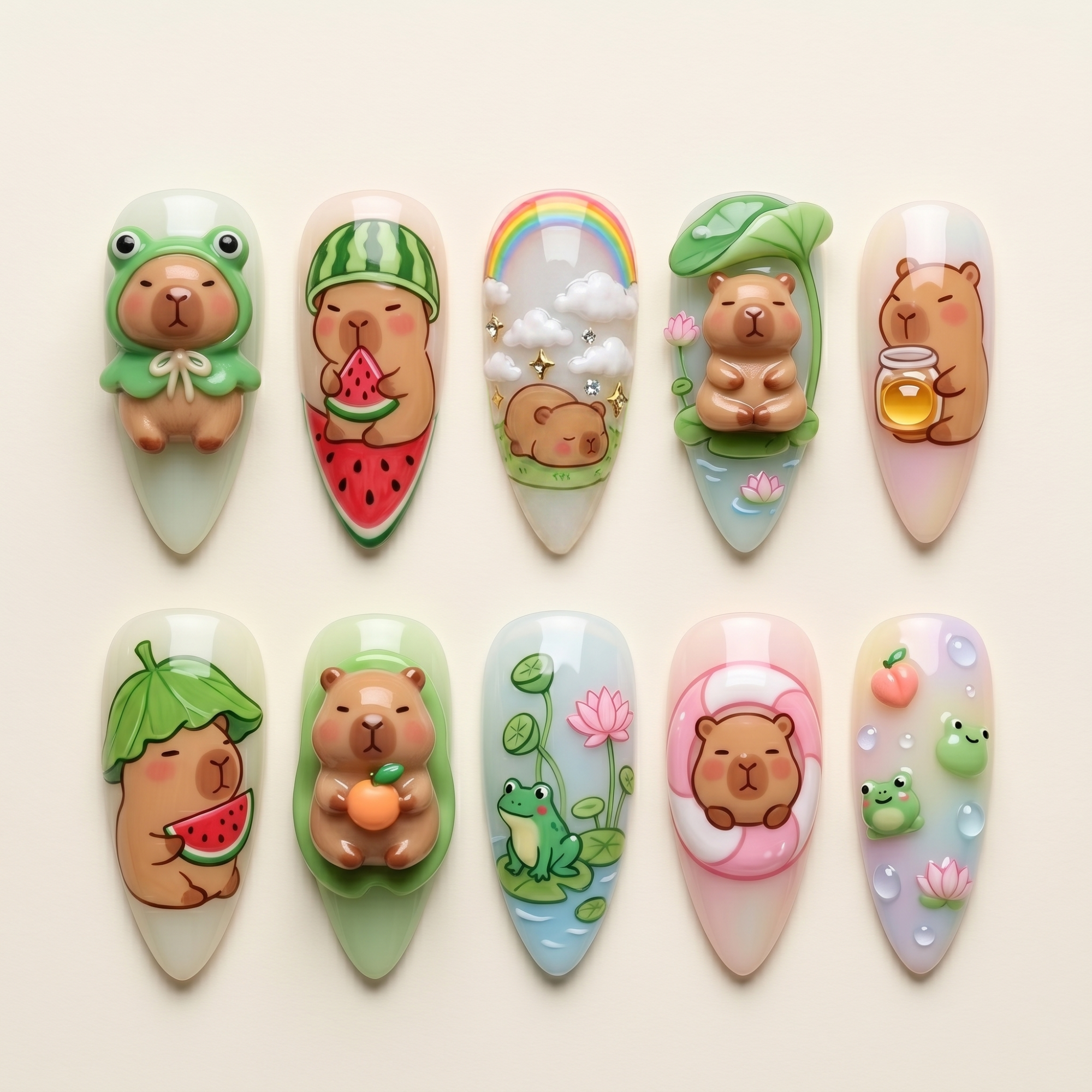 Cute Capybara Press On Nails