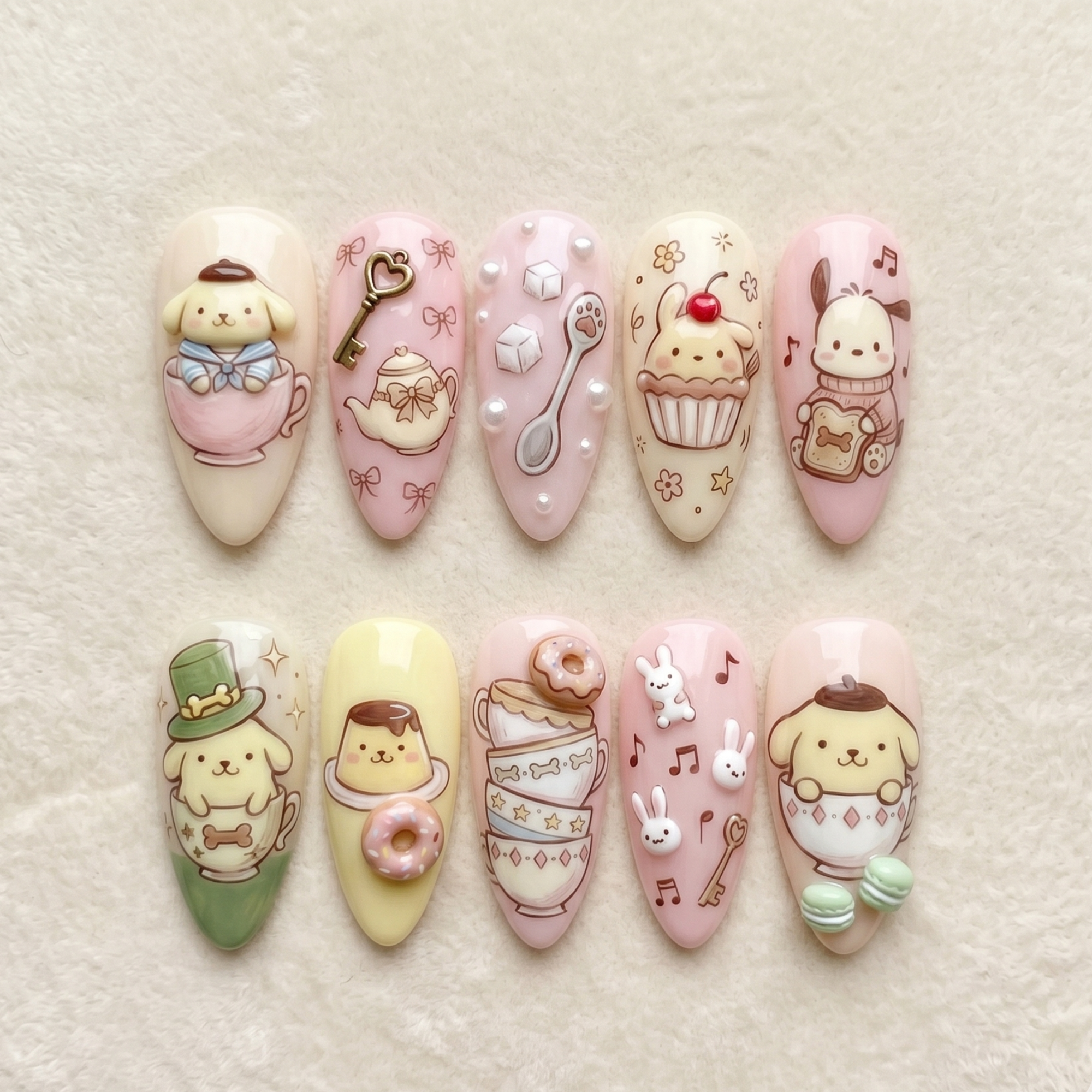 Cute Tea Party Press On Nails