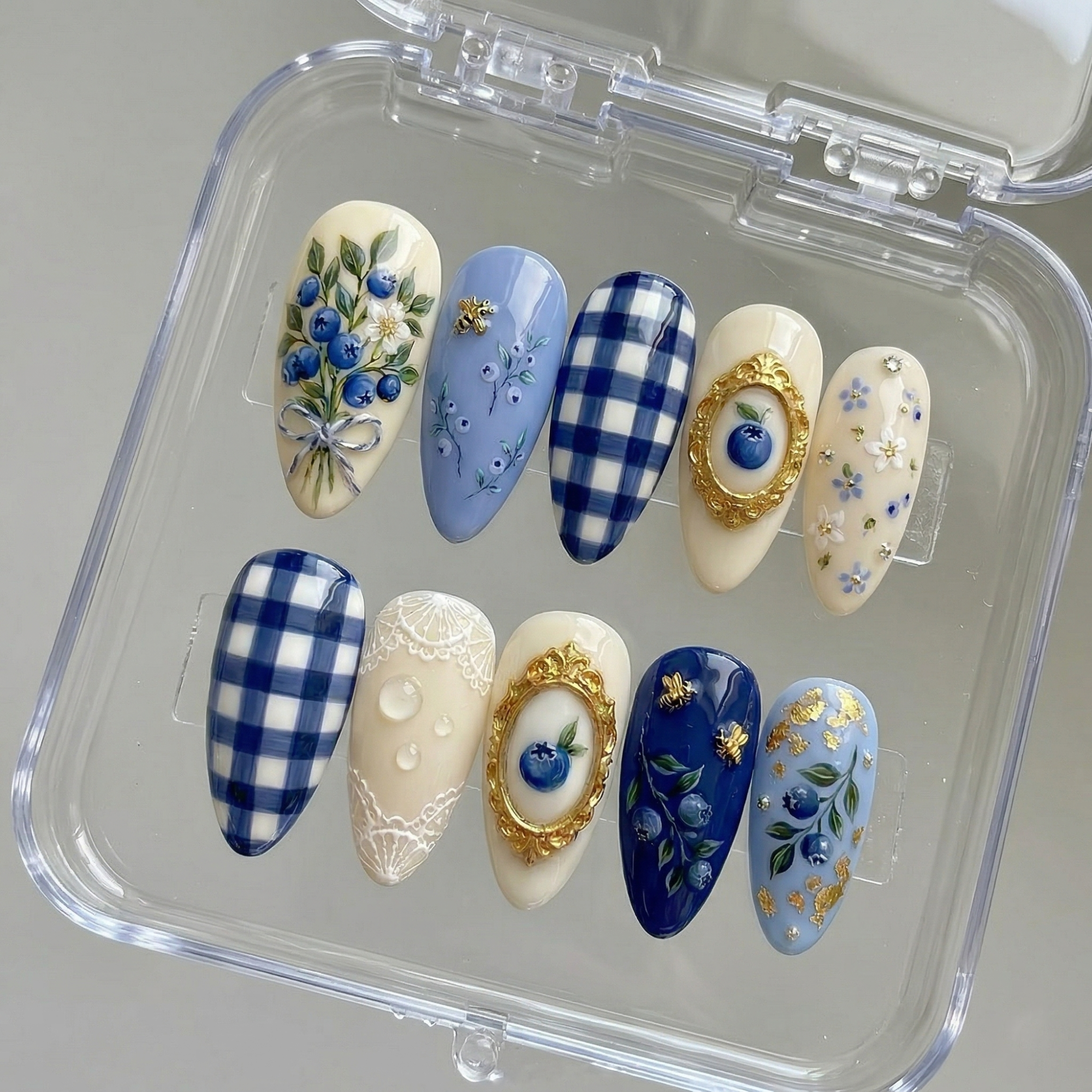 Cottagecore Spring Blueberry Press On Nails