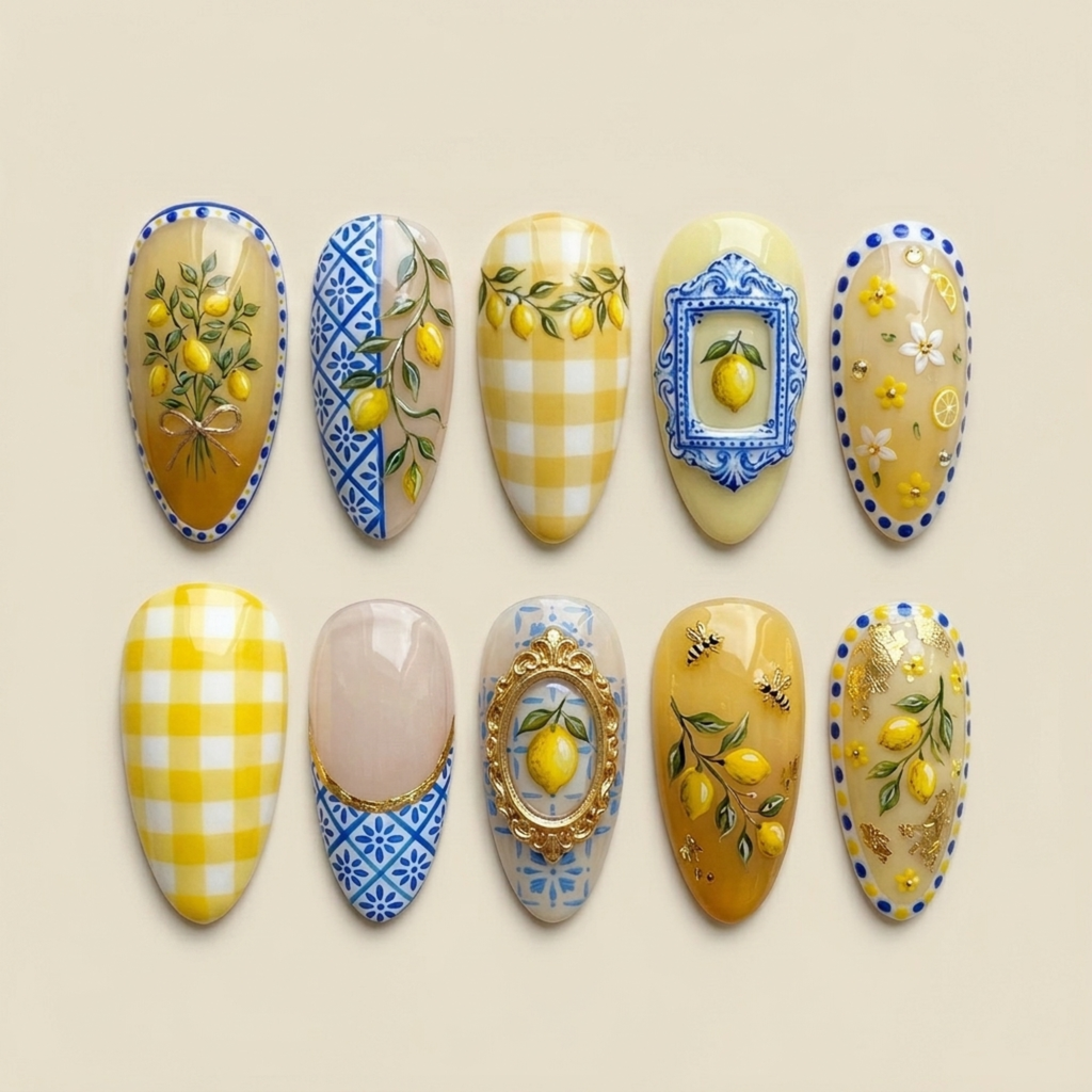 Lemon Mediterranean Press On Nails