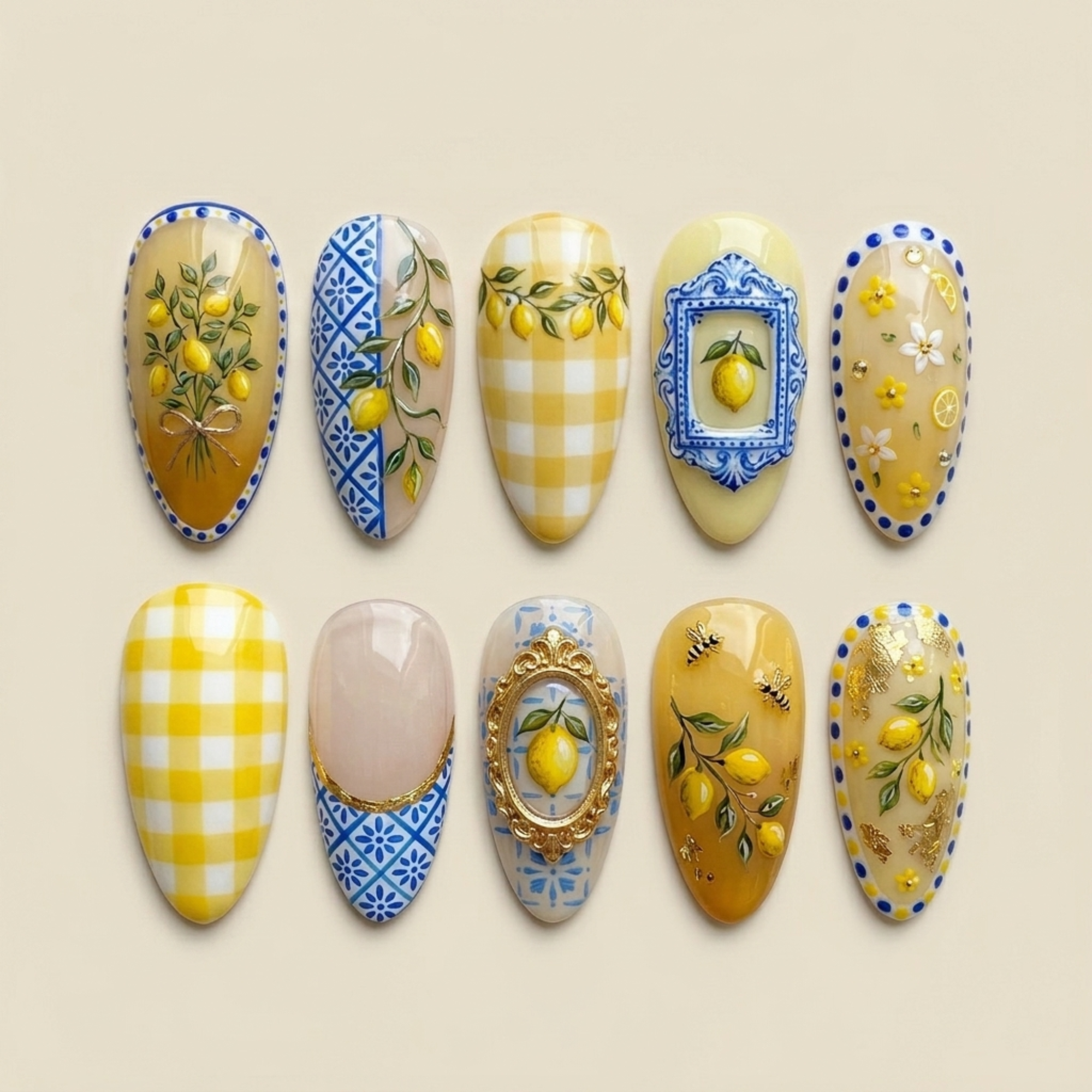 Lemon Mediterranean Press On Nails