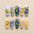 Lemon Blueberry Press On Nails
