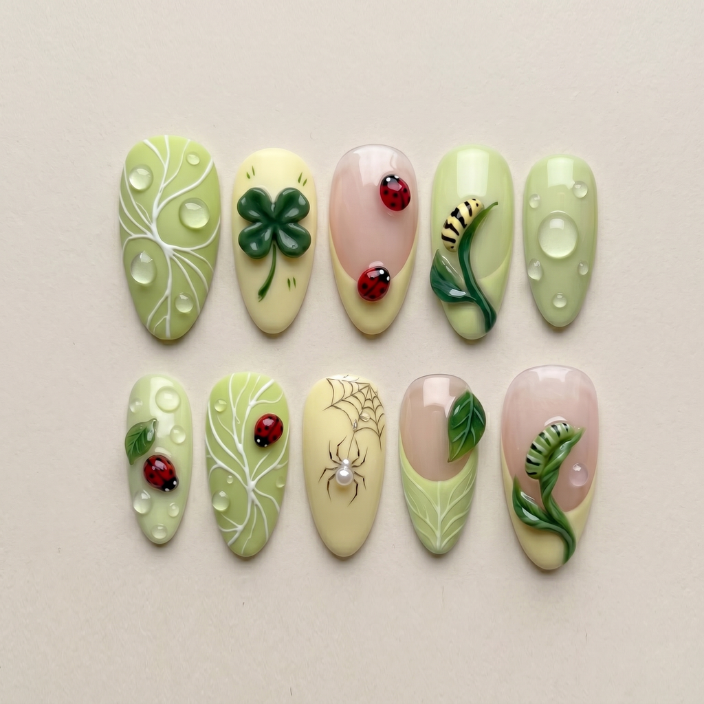 Forest Fairy Ladybug Nails