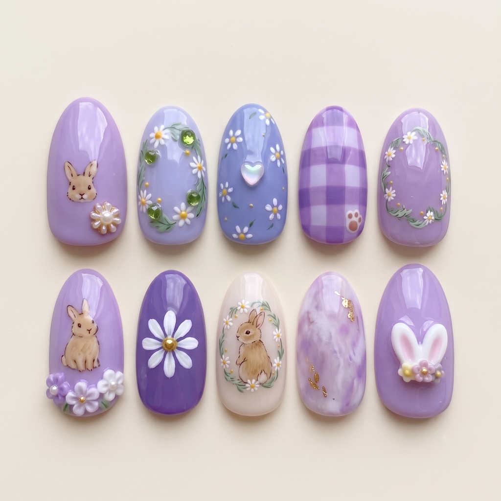 Lavender Bunny Press On Nails