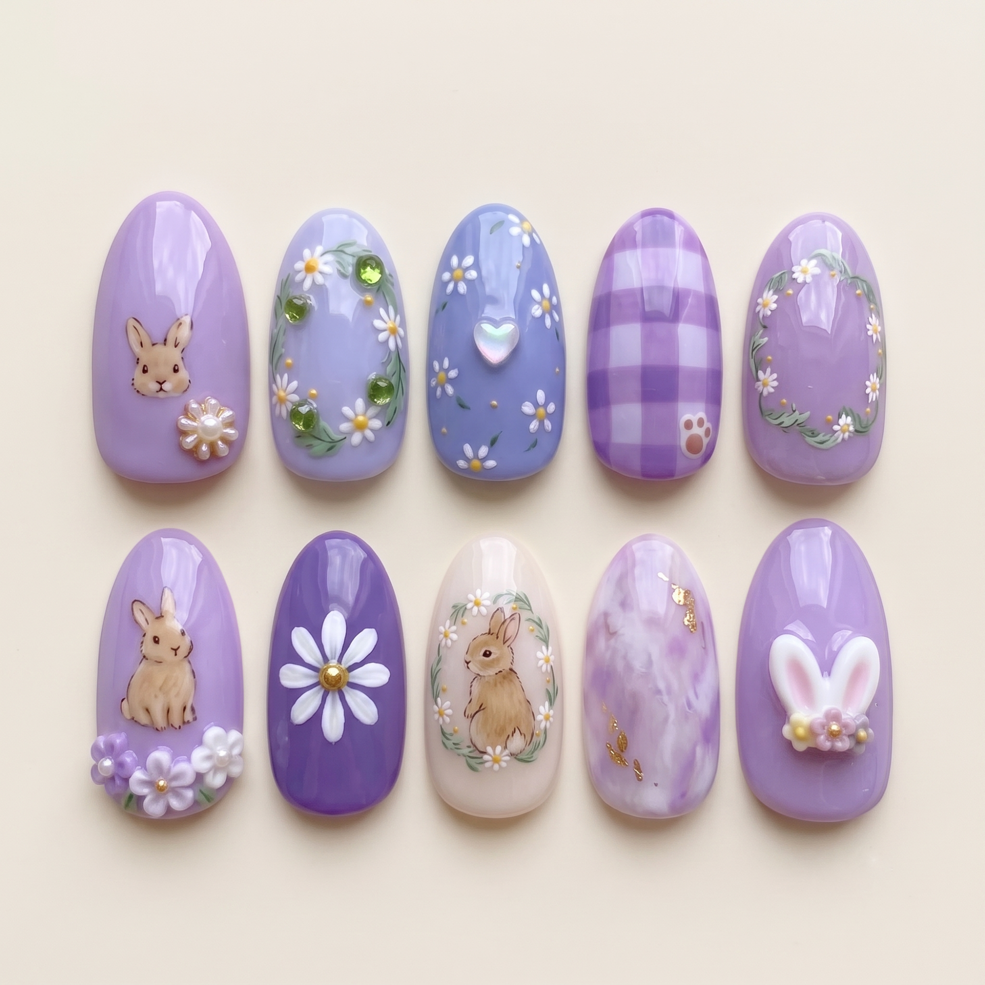 Lavender Bunny Press On Nails